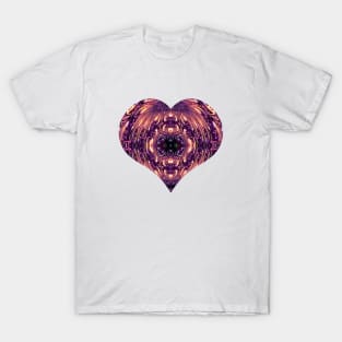 Fractal Romance and Love Heart Series Purple and Copper Fireworks T-Shirt